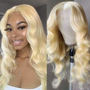 18" Brazilian virgin 613 blonde body wave human hair 4x4 free part wig